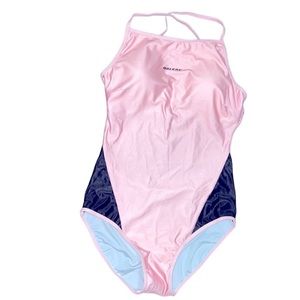 NWT pink and black one piece lap swimming swim suit Bathing suit Size US 12-14